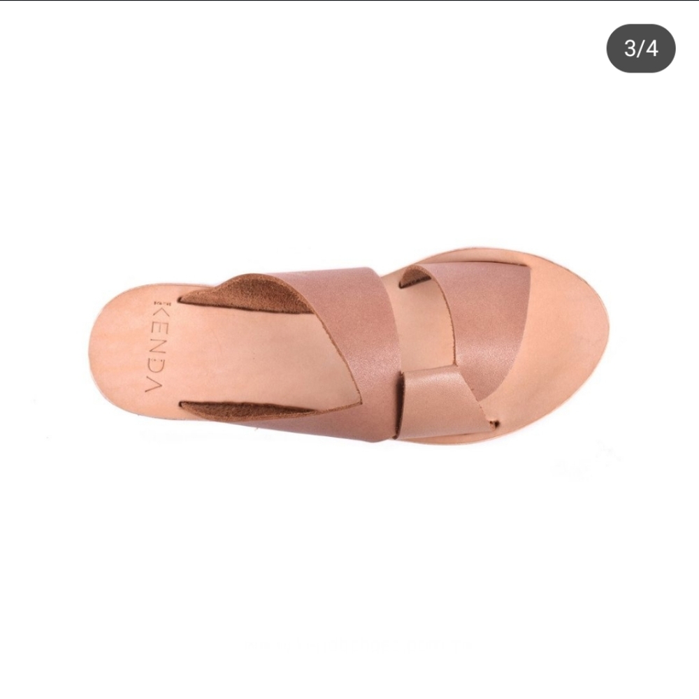 Kenda Leather Saulita Asymmetrical Sandals Natural Nude